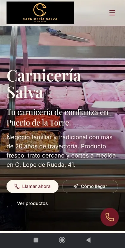 Web de Carnicería Salva adaptada a móvil